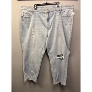 Old Navy Jeans Womens Plus Size 26 Boyfriend Mid Rise Distressed Ankle Light NEW